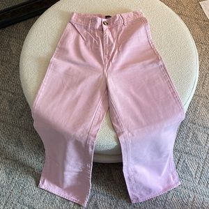 Highwaist Pink Denim Jeans, Wideleg